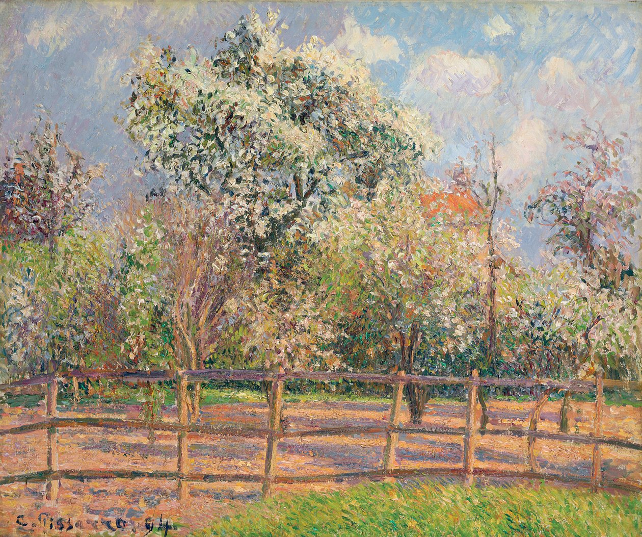 أشجار الكمثرى في بلوم ، Eragny. أشجار الكمثرى في إزهار ، Eragny ، 1894 بواسطة كميل يعقوب بيسارو