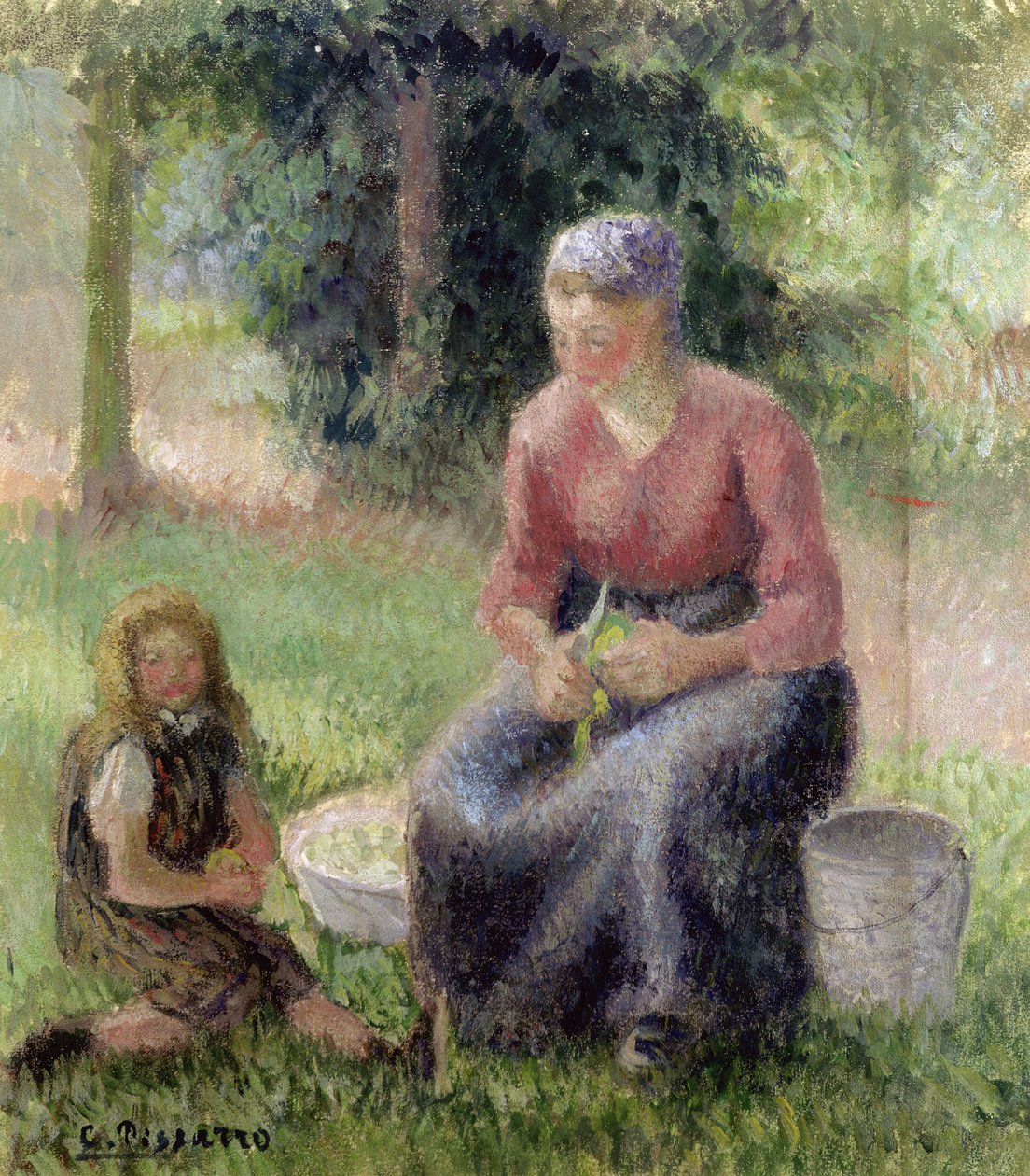 امرأة فلاحية وفتاة صغيرة ، 1893 بواسطة كميل يعقوب بيسارو