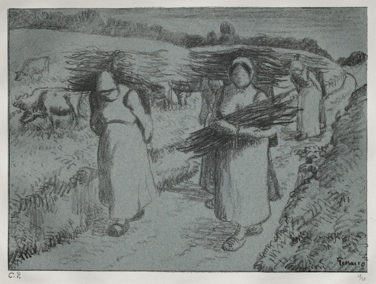 الفلاحون يحملون الشواذ ، ج. 1896. بواسطة كميل يعقوب بيسارو