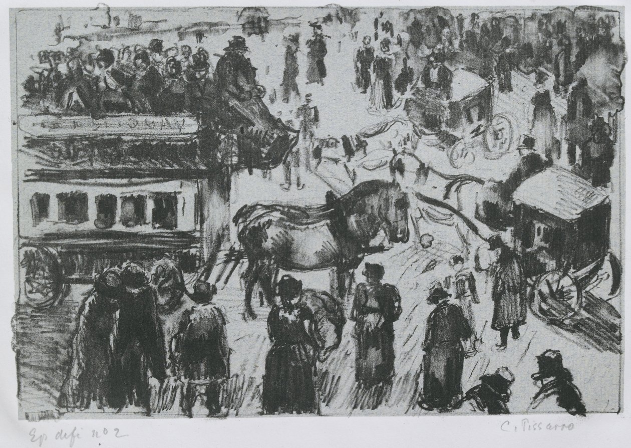 ساحة دو هافر ، في باريس ، ج. 1897 (الطباعة الحجرية على الزنك) بواسطة كميل يعقوب بيسارو