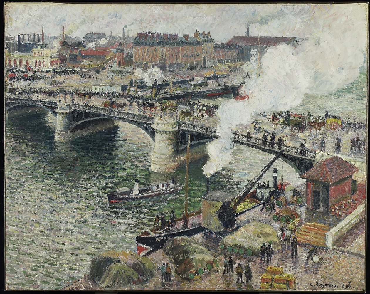 Pont Boieldieu in Rouen ، الطقس الرطب ، 1896 بواسطة كميل يعقوب بيسارو