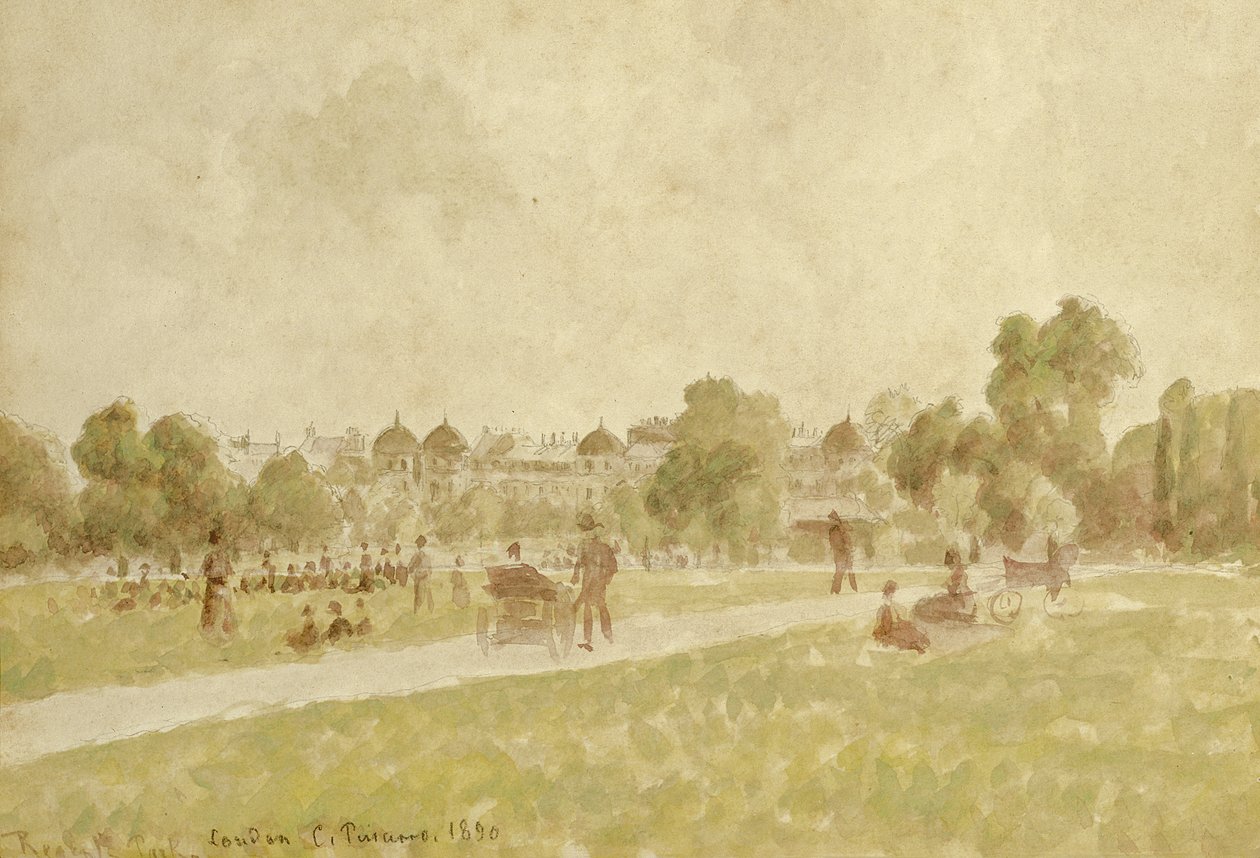 ريجنتس بارك ، لندن ، 1890 (مرحاض وقلم رصاص على ورق) بواسطة كميل يعقوب بيسارو