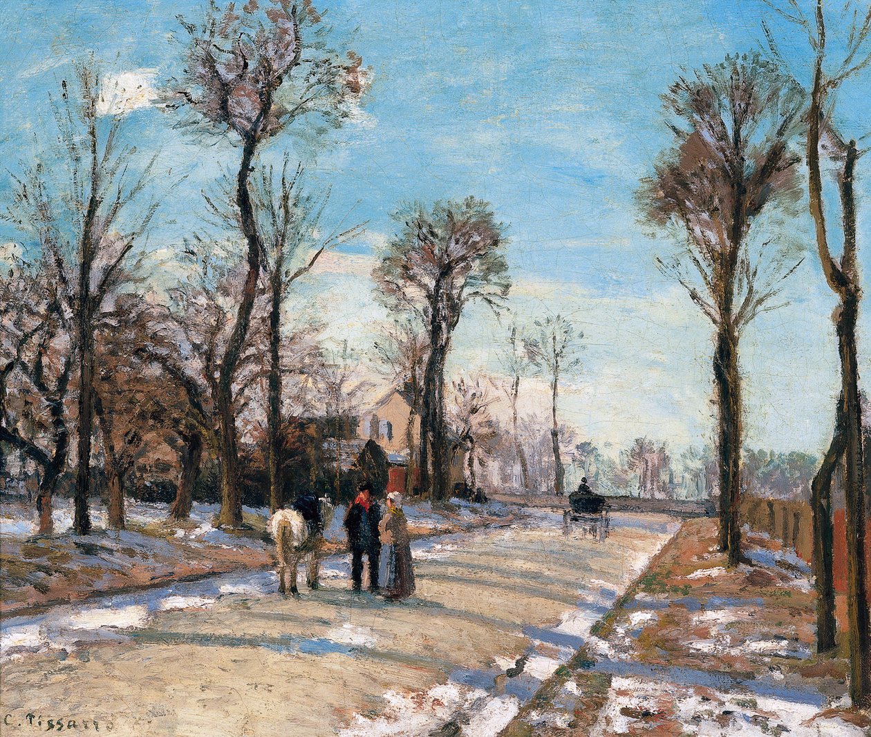 طريق فرساي ، Louveciennes ، Winter Sun and Snow ، ج. 1870 بواسطة كميل يعقوب بيسارو