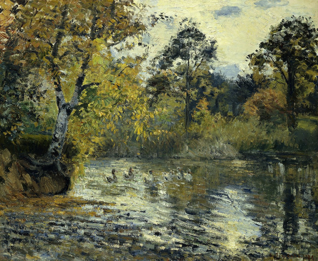 البركة في Montfoucault ؛ The Etang de Montfoucault، 1874 بواسطة كميل يعقوب بيسارو