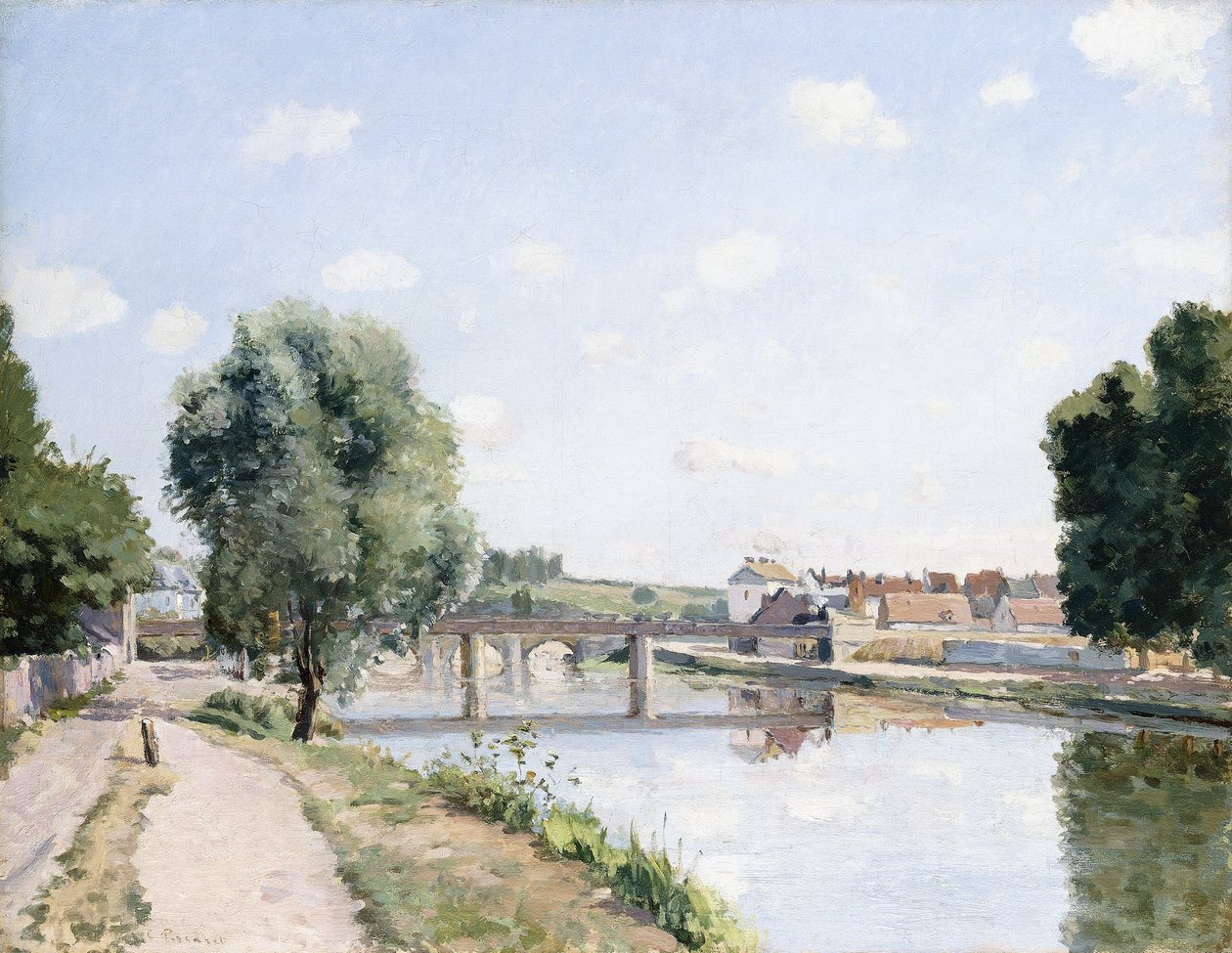جسر السكة الحديد ، بونتواز ، c.1873 بواسطة كميل يعقوب بيسارو
