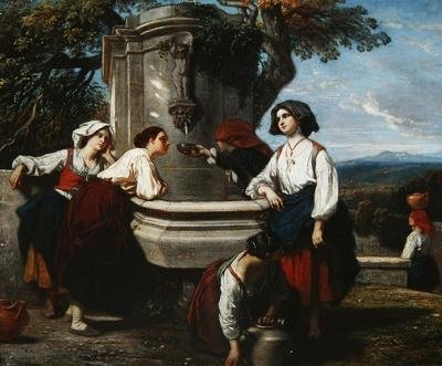 نساء Ossaloise في النافورة ، حوالي 1845 بواسطة كميل جوزيف إتيان روكيبلان