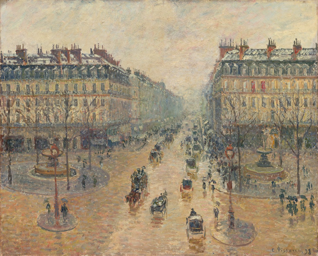 Avenue de l'Opéra ، تأثير الثلج ، في الصباح بواسطة كميل بيسارو