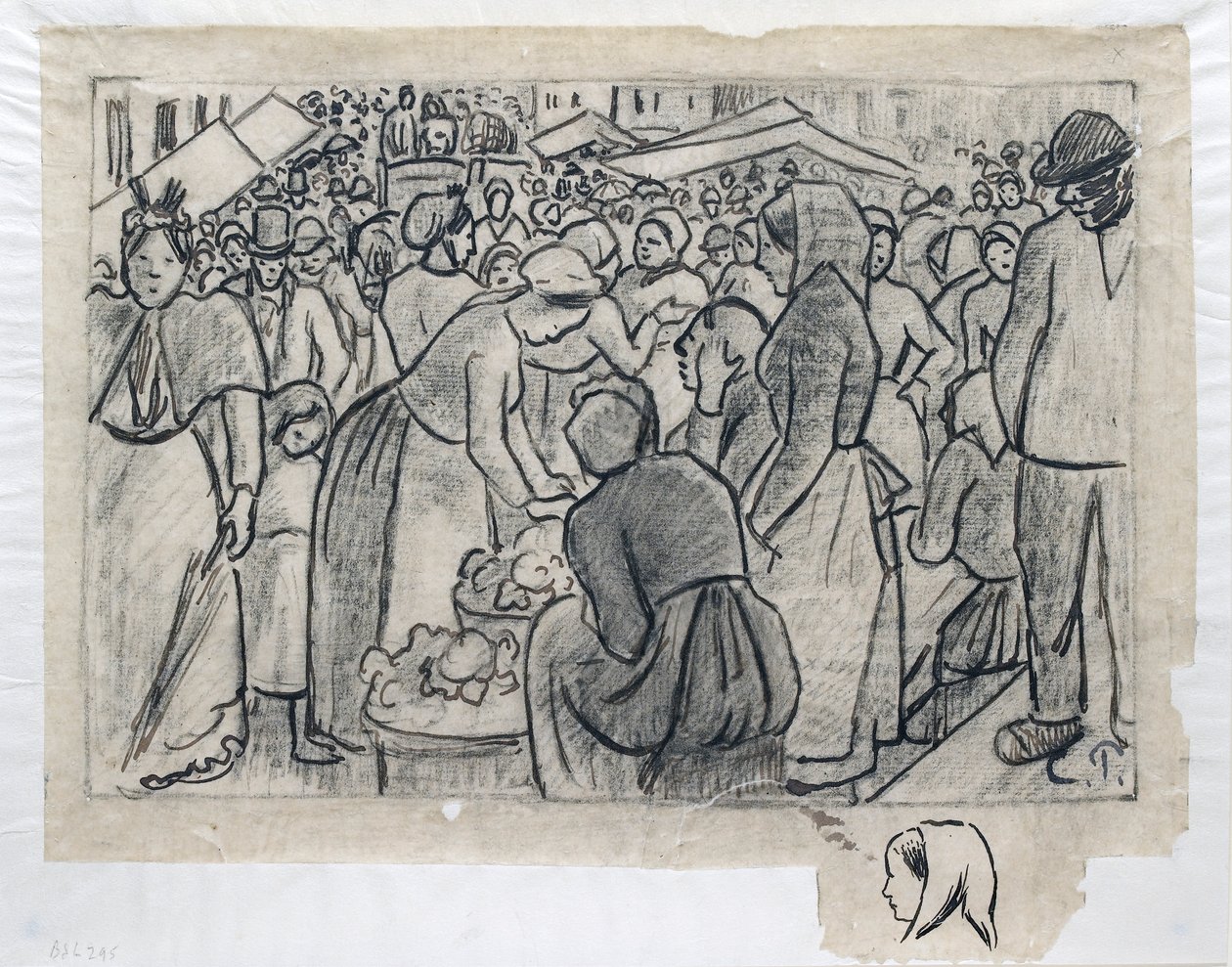 دراسة تركيبية لـ "Market of Gisors rue Cappeville"، c1893 بواسطة كميل بيسارو