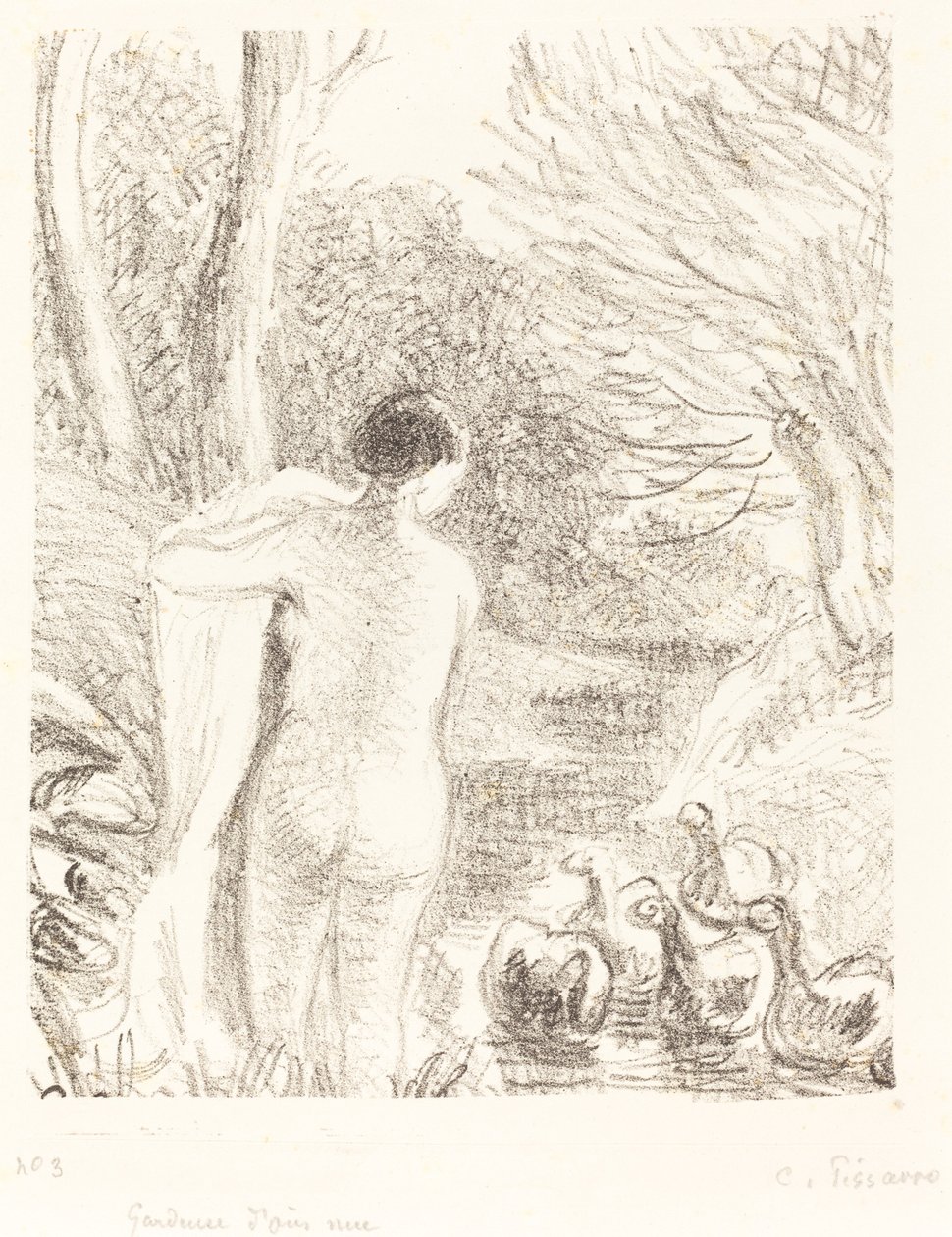 عارية فتاة الاوزة ، ج. 1897. بواسطة كميل بيسارو