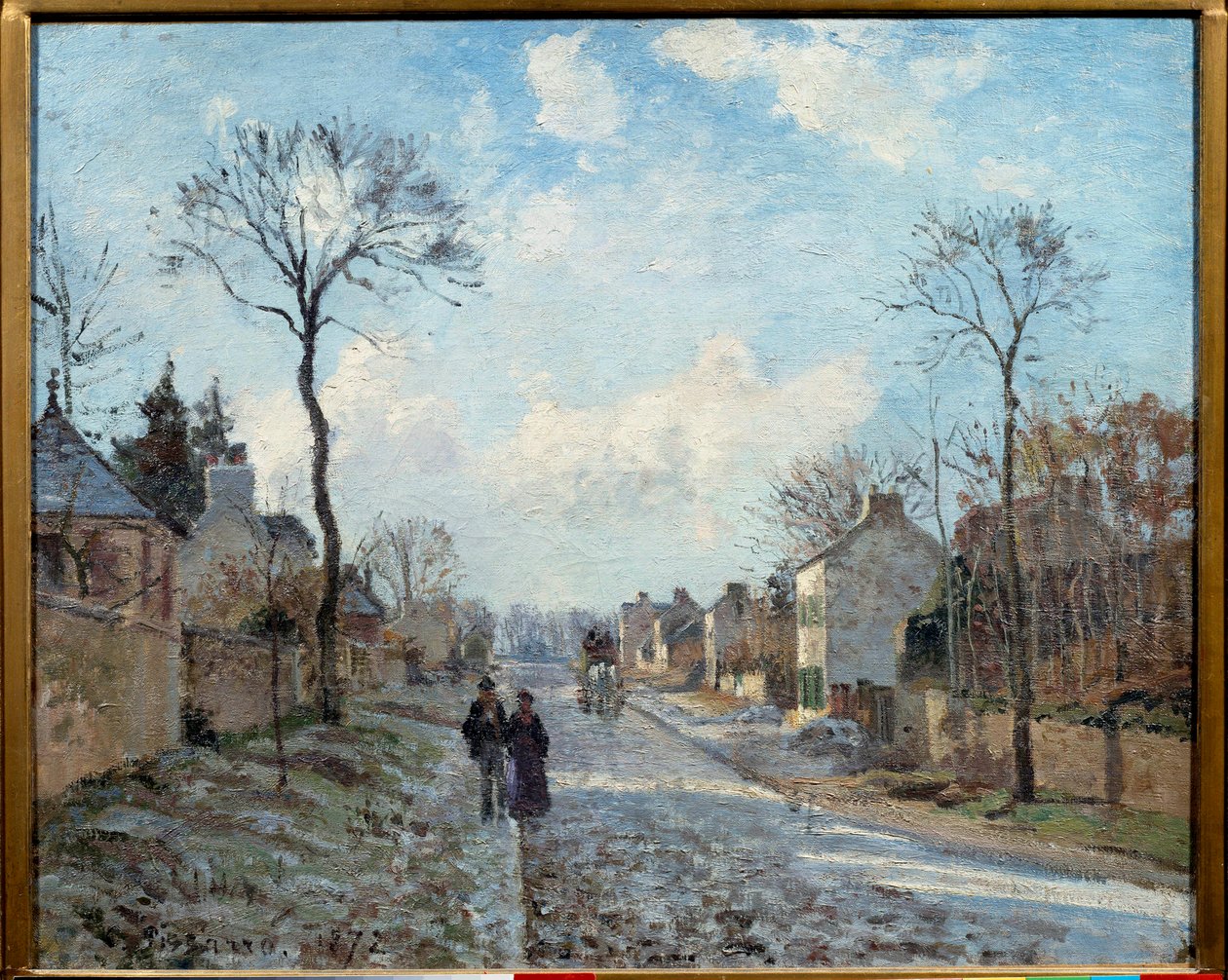 La route de Louveciennes لوحة لكاميل بيسارو (1830-1903) 1872 صن. 0.6x0.73 م باريس ، متحف أورساي بواسطة كميل يعقوب بيسارو