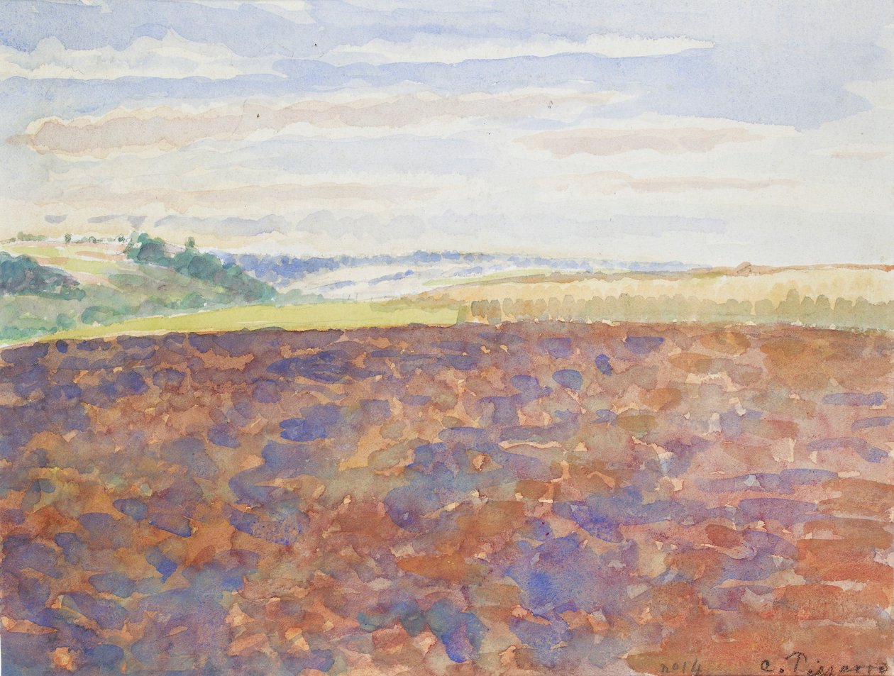 دراسة منظر طبيعي بحقل محروث ، Eragny-sur-Epte ، c1886-1890 بواسطة كميل بيسارو