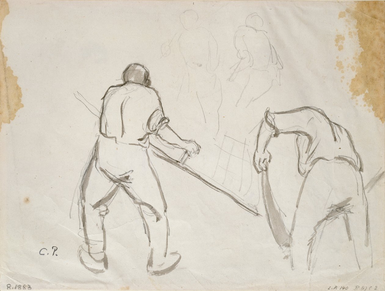 ثلاث دراسات لحصاد ذكر ، c1870s بواسطة كميل بيسارو