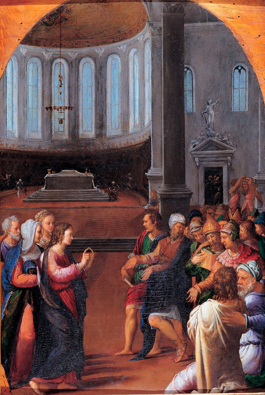 "المسيح بين الأطباء" (المسيح بين الأطباء) لوحة لكاميلو فيليبي (1500-1574) زيت على خشب 1550 خافت 47x33 سم متحف كابيتوليني ، روما بواسطة كاميلو فيليبي