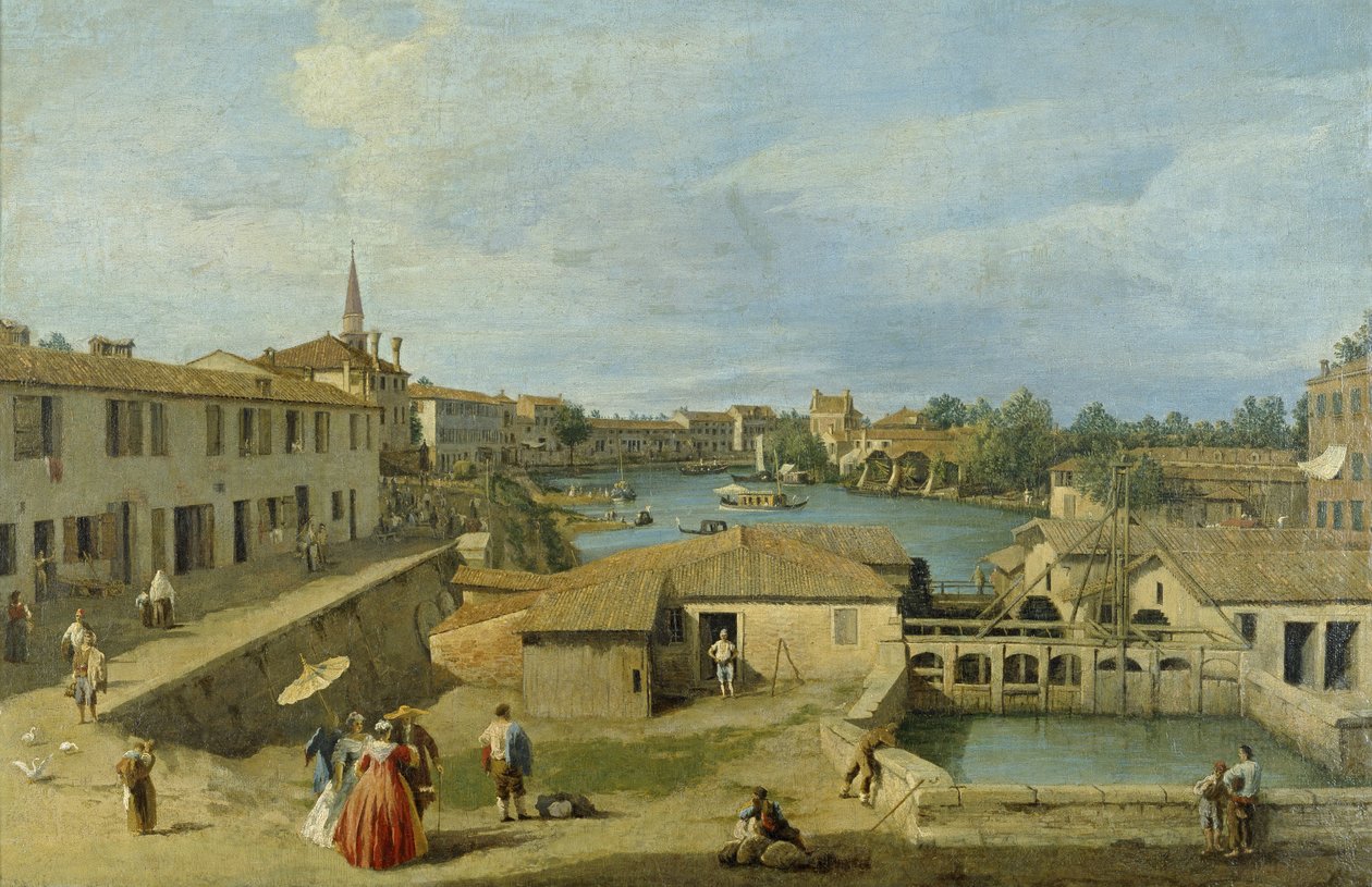 منظر لدولو على قناة برينتا ، c.1725-29 بواسطة قناة جيوفاني أنطونيو (كاناليتو)