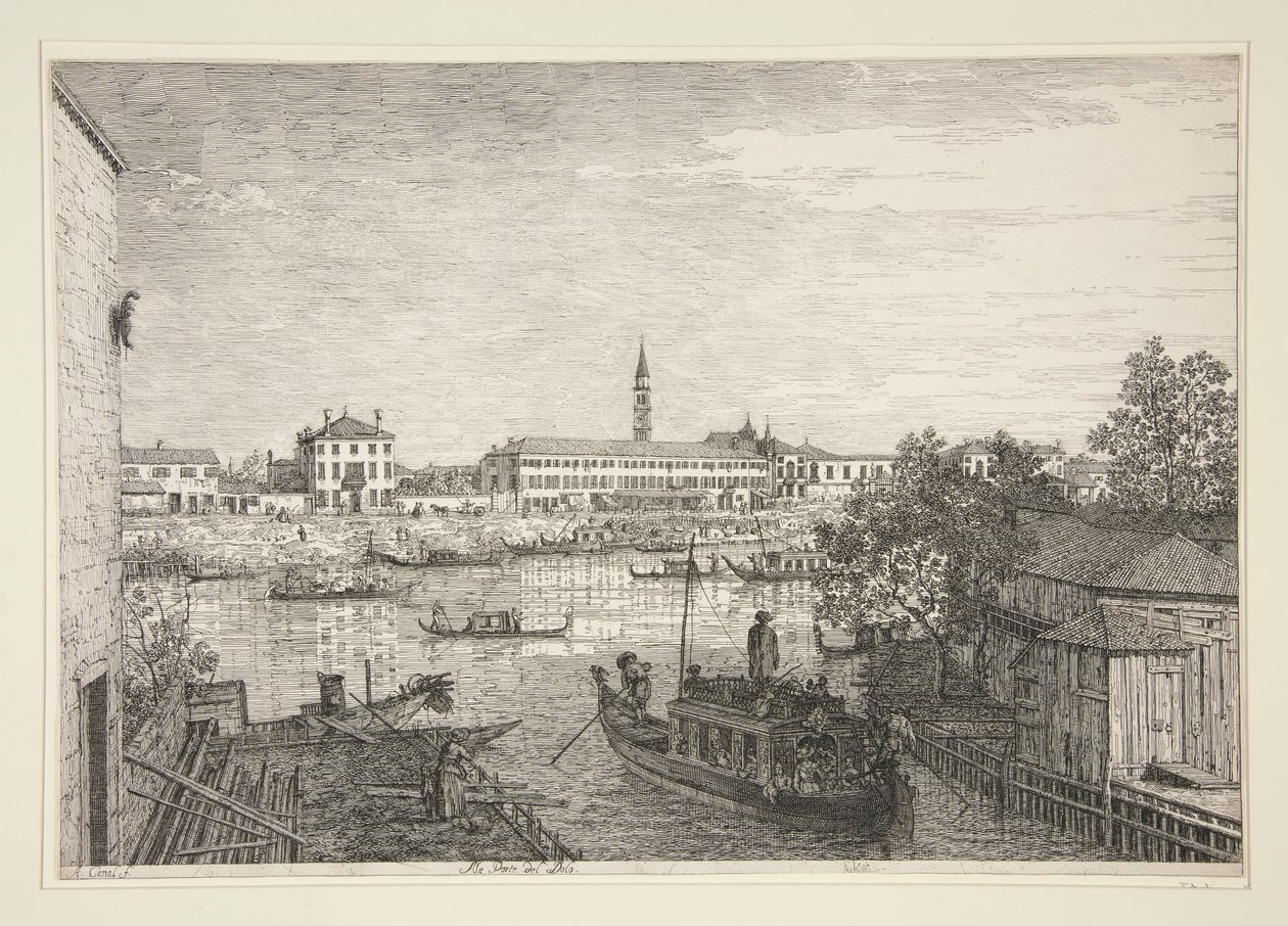Ale Porte del Dolo (At the Locks of Dolo) ، من سلسلة Vedute (المشاهدات) بواسطة كاناليتو (قناة جيوفاني أنطونيو)