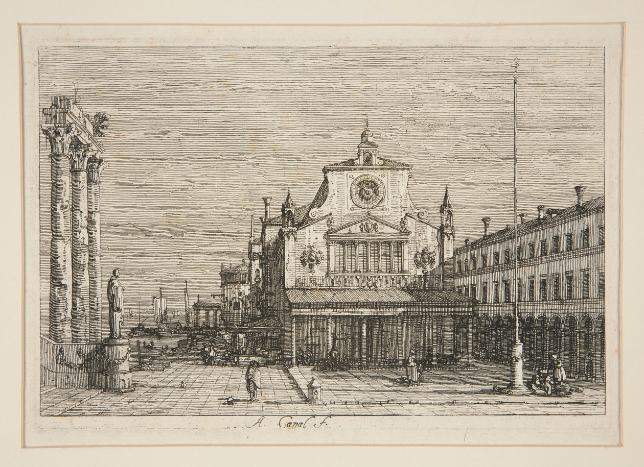 منظر خيالي لـ S. Giacomo di Rialto ، من سلسلة Vedute (المشاهدات) بواسطة كاناليتو (قناة جيوفاني أنطونيو)