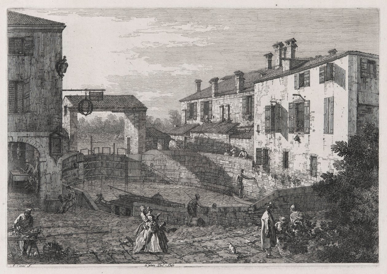 Le Porte Del Dolo (The Locks of Dolo) ، من سلسلة Vedute (المشاهدات) بواسطة كاناليتو (قناة جيوفاني أنطونيو)