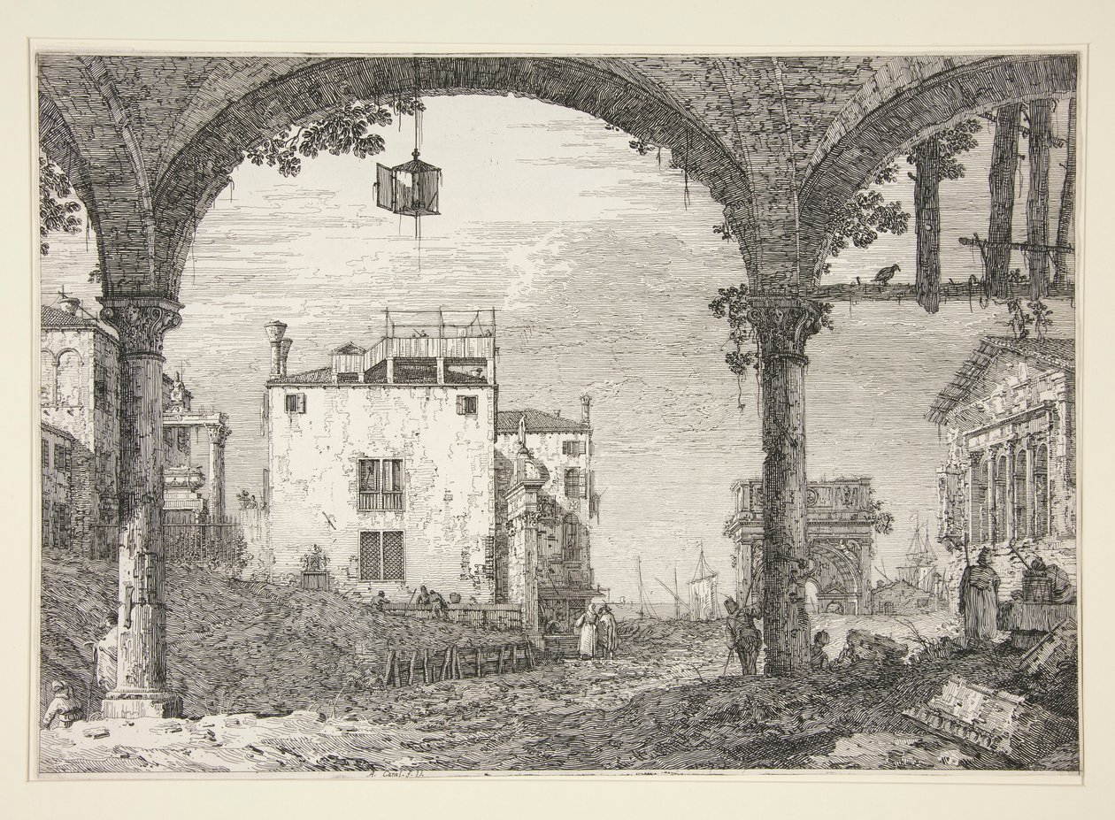 Le Portique a la lanterne (The Portico with the Lantern) ، من سلسلة Vedute (المشاهدات) بواسطة كاناليتو (قناة جيوفاني أنطونيو)