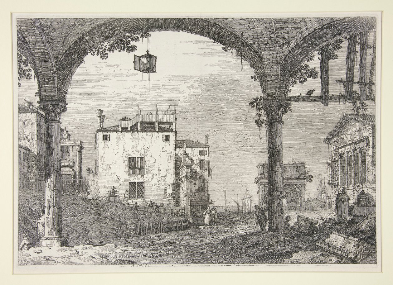 Le Portique a la lanterne (The Portico with the Lantern) ، من سلسلة Vedute (المشاهدات) بواسطة كاناليتو (قناة جيوفاني أنطونيو)