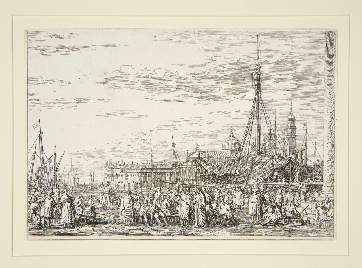 The Market on the Molo ، من مسلسل Vedute (المشاهدات) بواسطة كاناليتو (قناة جيوفاني أنطونيو)