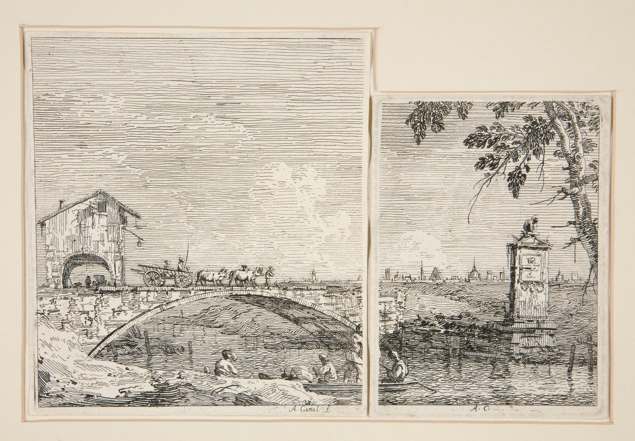 The Wagon Passing over a Bridge ، من سلسلة Vedute (المشاهدات) بواسطة كاناليتو (قناة جيوفاني أنطونيو)
