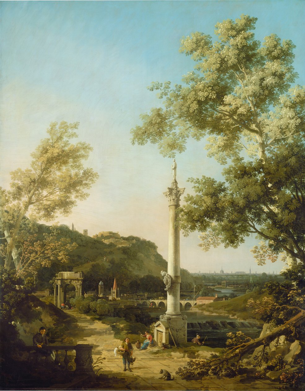 المناظر الطبيعية الإنجليزية Capriccio مع عمود بواسطة كاناليتو