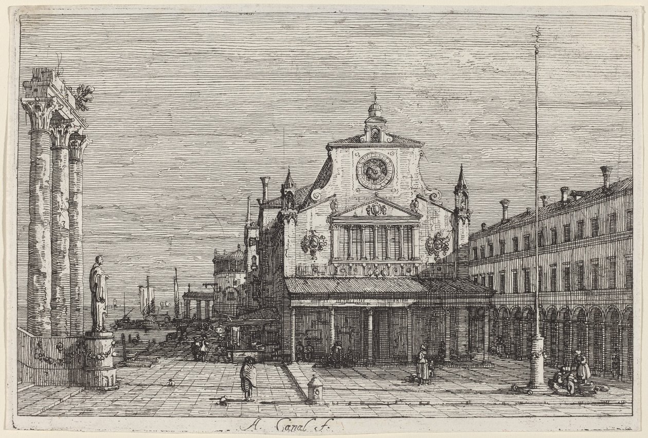 منظر خيالي لـ S. Giacomo di Rialto بواسطة كاناليتو
