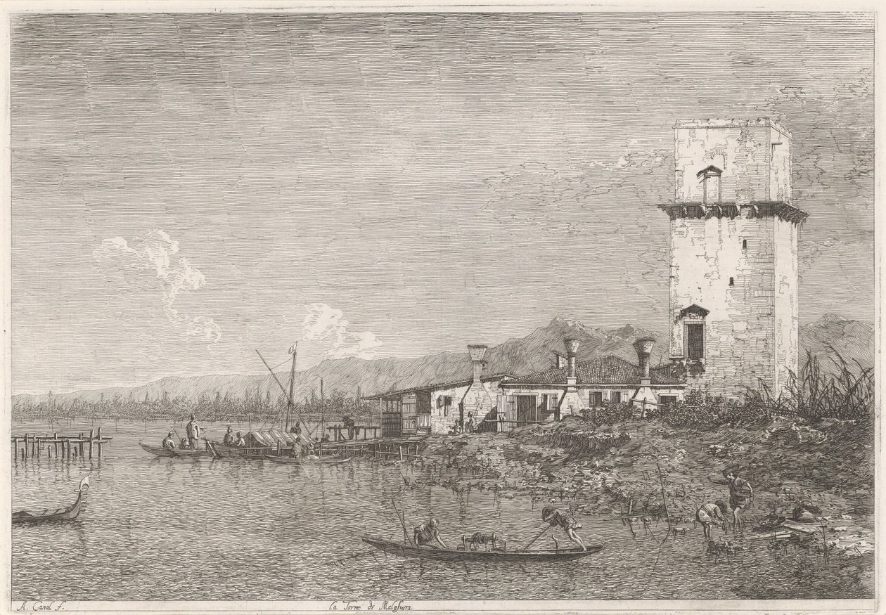 لا توري دي مالغيرا وجوه لأماكن حقيقية وخيالية (عنوان المسلسل) Vedute altre prese da i Luoghi altre ideate da Antonio Canal (عنوان السلسلة) بواسطة كاناليتو