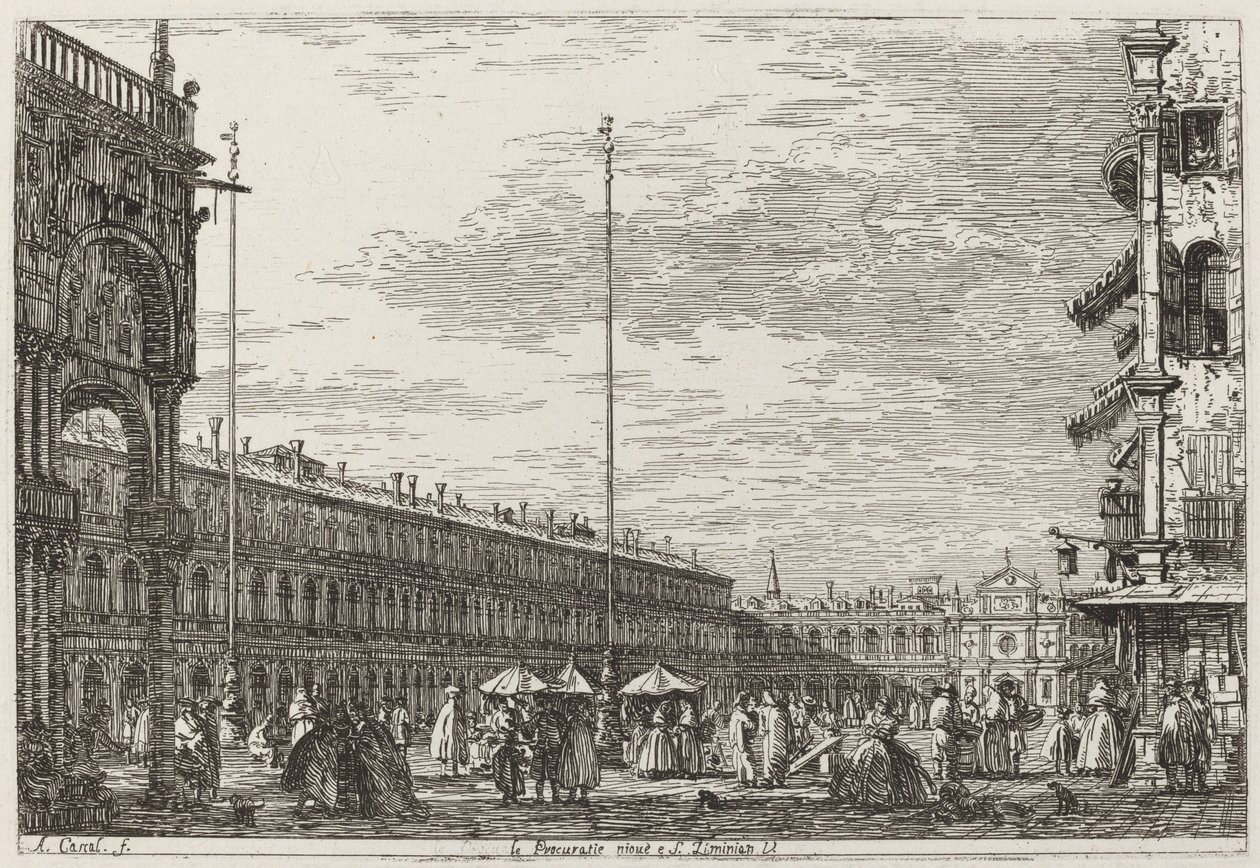 Le Procuratie niove e S. Ziminian V. [أعلى اليمين] ، c. 17351746. بواسطة كاناليتو
