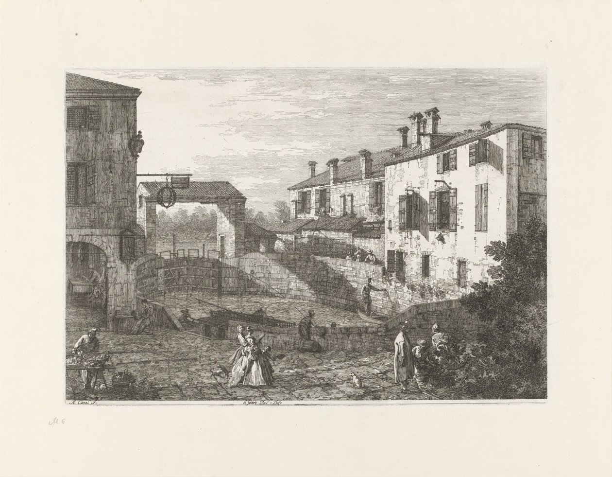 Le porte del Dolo (العنوان على الكائن) وجوه لأماكن حقيقية وخيالية (عنوان المسلسل) Vedute altre prese da i Luoghi altre ideate da Antonio Canal (عنوان السلسلة) بواسطة كاناليتو