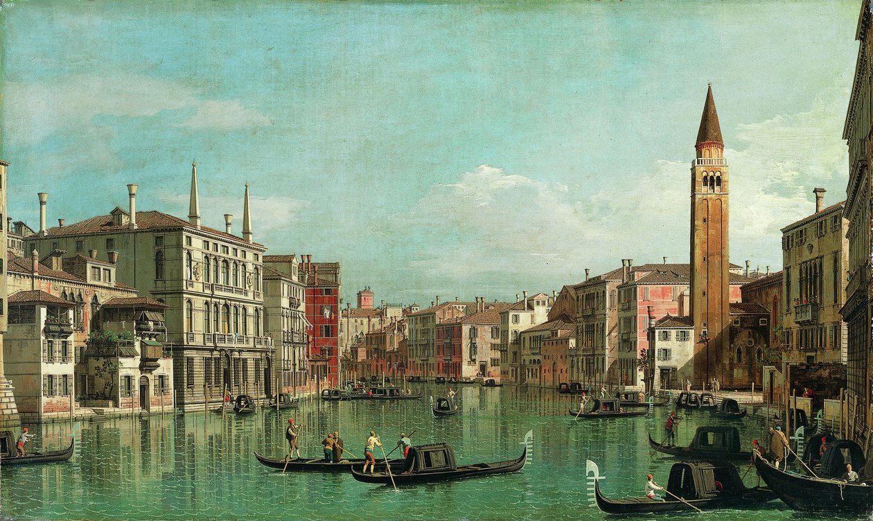 القناة الكبرى ، البندقية ، تطل على الجنوب الشرقي ، مع كامبو ديلا كاريتا إلى اليمين ، 1730s. بواسطة قناة جيوفاني أنطونيو (كاناليتو)