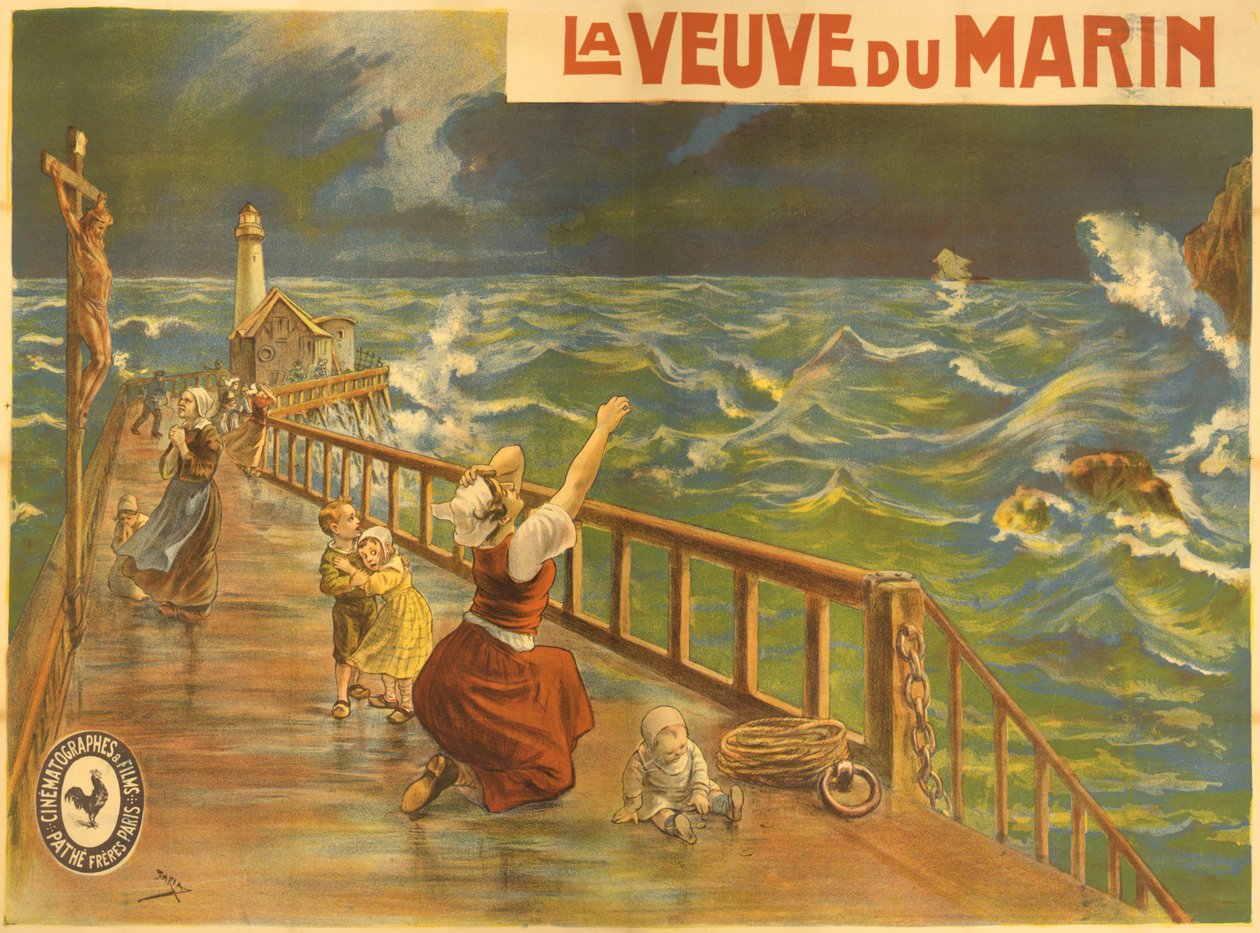 ملصق لفيلم Pathe الصامت La Veuve du Marin بواسطة كانديدو أراغونيز دي فاريا