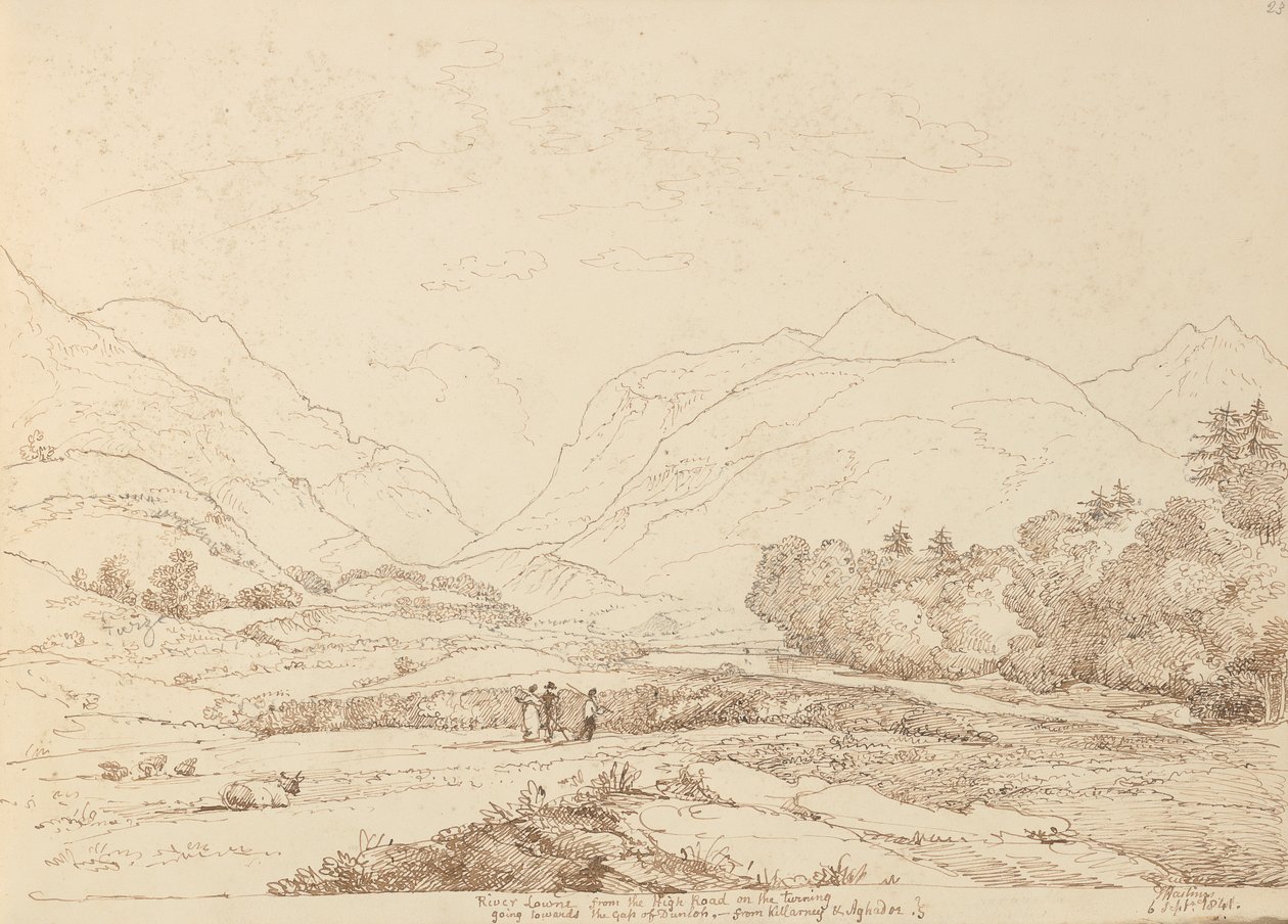 نهر لاون من الطريق السريع من كيلارني وأغادو ، 6 سبتمبر 1841 بواسطة نقيب. توماس هاستينغز