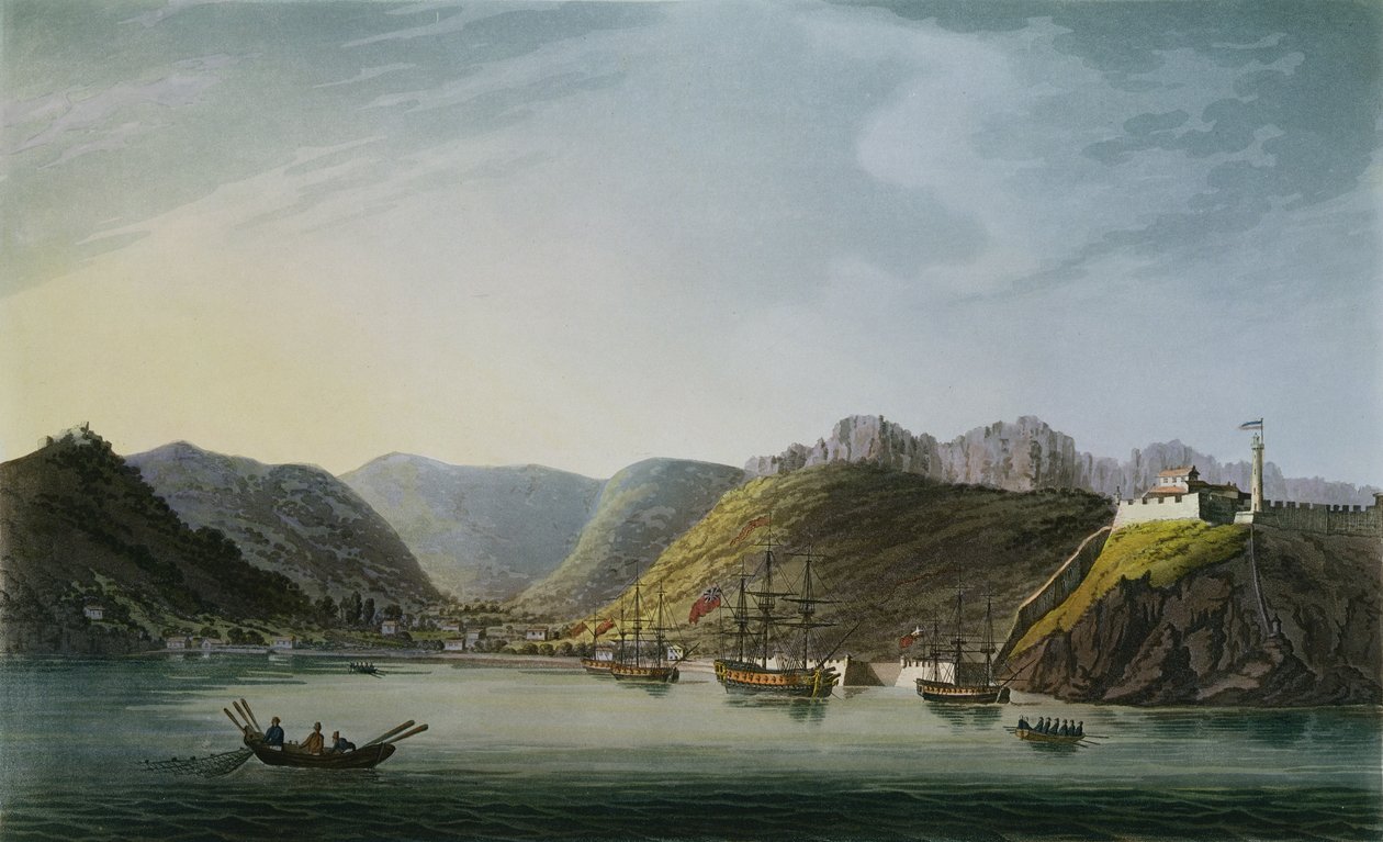 منظر للجانب الغربي لخليج بورتو فيريو ، إلبا ، منقوش بواسطة فرانسيس جوكس (1747-1812) نشره ج. دانييل ، أبريل 1814 بواسطة الكابتن جيمس وير