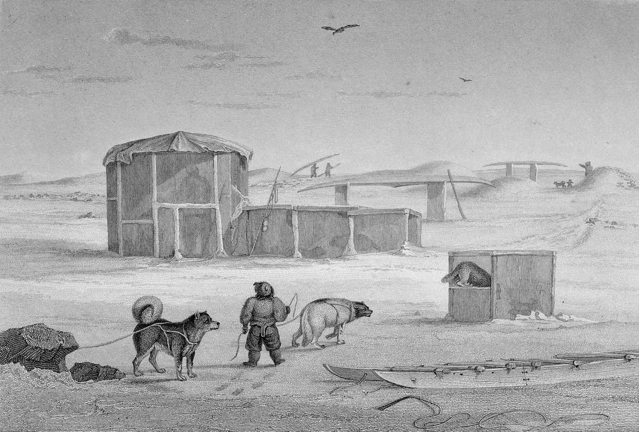 Eskimaux House ، مبني من الجليد ، Igloolik ، 1822 ، من "Journal of a Second Voyage to the Discovering a North West Passage from the Atlantic West to the Pacific أجريت في السنوات 1821-22-23" ، بقلم ويليام بواسطة الكابتن جورج فرانسيس ليون