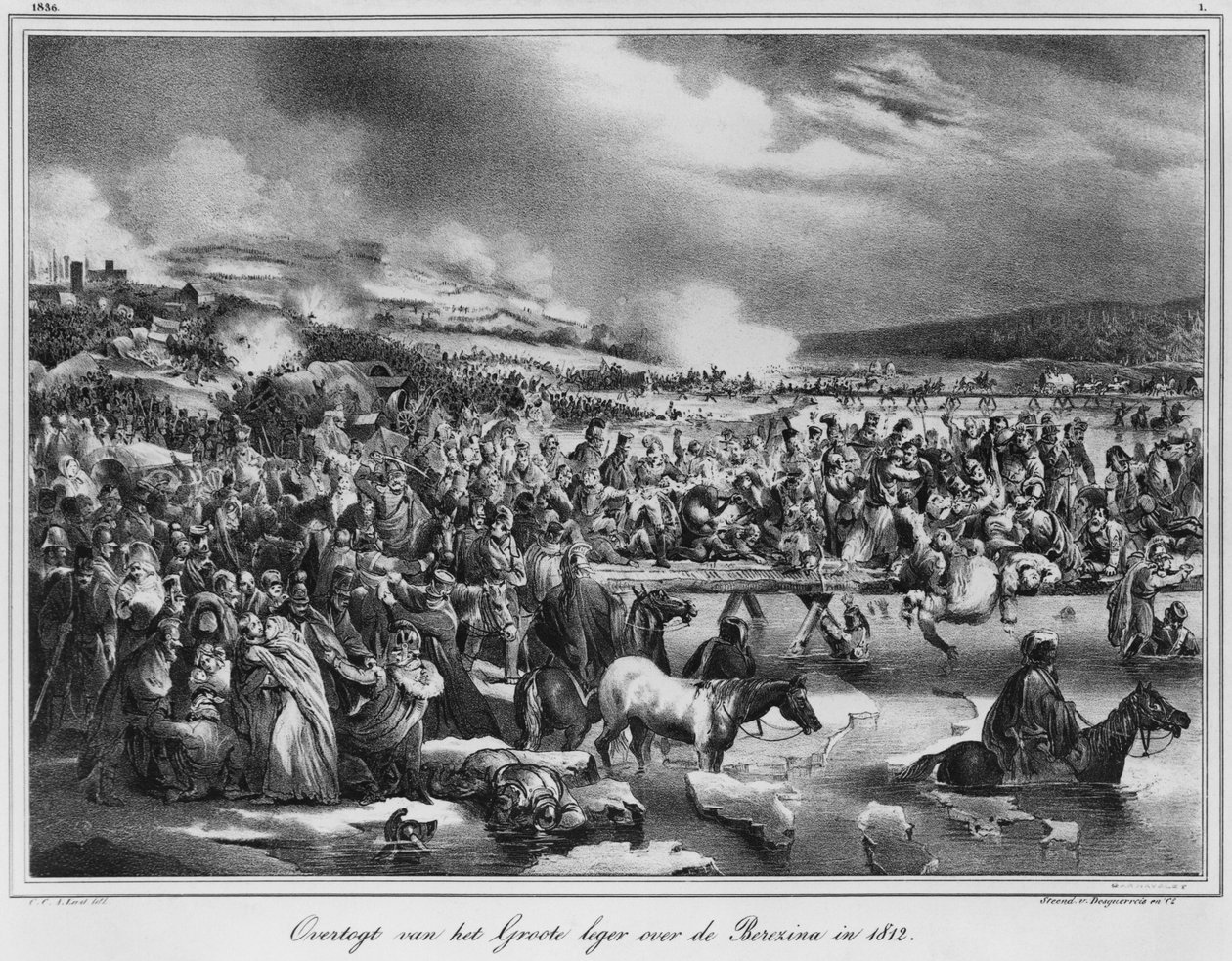 عبور Berezina في نوفمبر 1812 ، منقوش بواسطة Desguerrois (القرن التاسع عشر) بواسطة كاريل كريستيان أنتوني Last