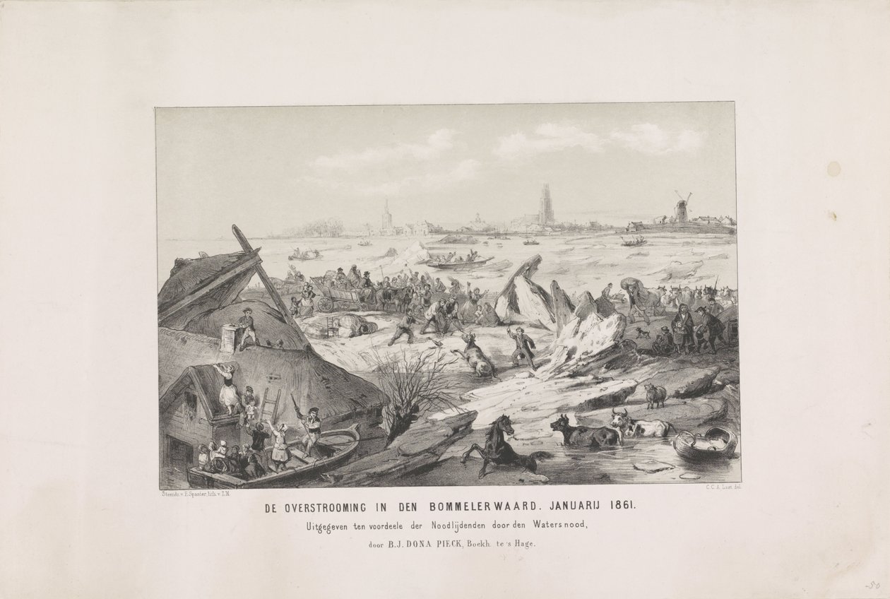 الطوفان في Bommelerwaard. يناير 1861 (العنوان على الكائن) بواسطة كاريل كريستيان أنطوني آخر