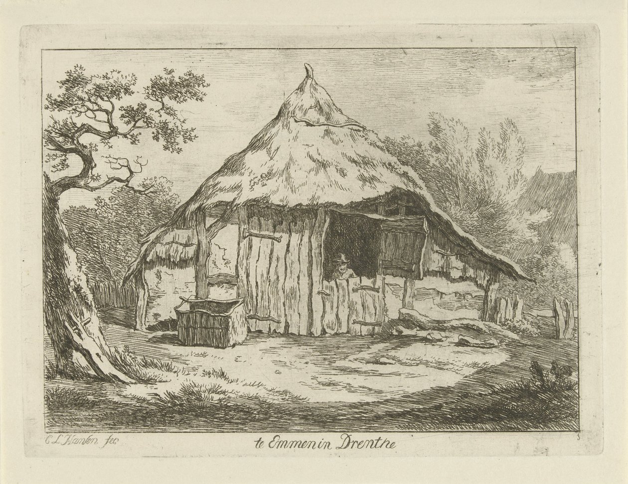 مزرعة مع باب علوي مفتوح في Emmen in Drenthe (العنوان على الكائن) المناظر الطبيعية (1-6) (عنوان المسلسل) بواسطة كاريل لودويجك هانسن