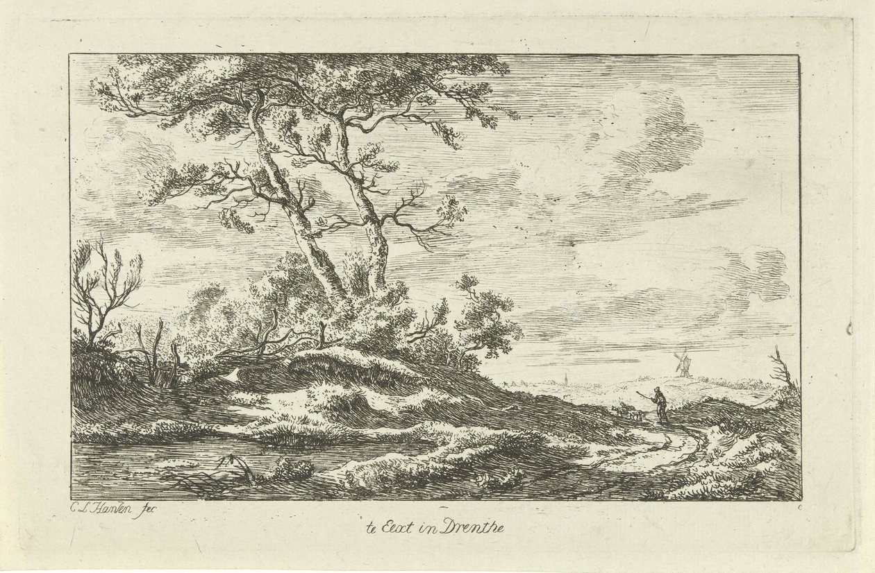 الراعي على طريق ريفي في Eext in Drenthe (العنوان على الكائن) المناظر الطبيعية (a-f) (عنوان المسلسل) بواسطة كاريل لودويجك هانسن