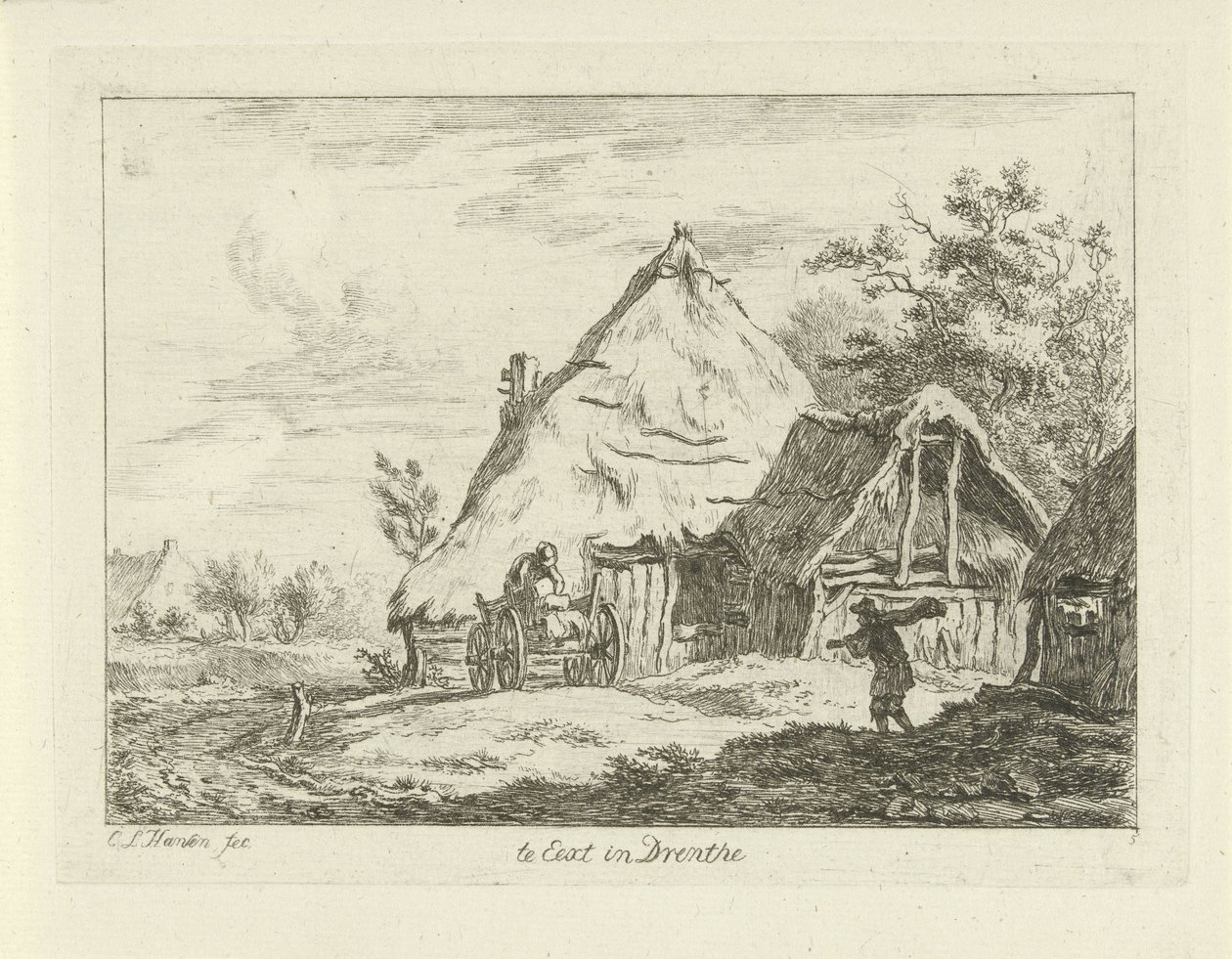 عربة للمزرعة في Eext in Drenthe (العنوان على الكائن) المناظر الطبيعية (1-6) (عنوان المسلسل) بواسطة كاريل لودويجك هانسن