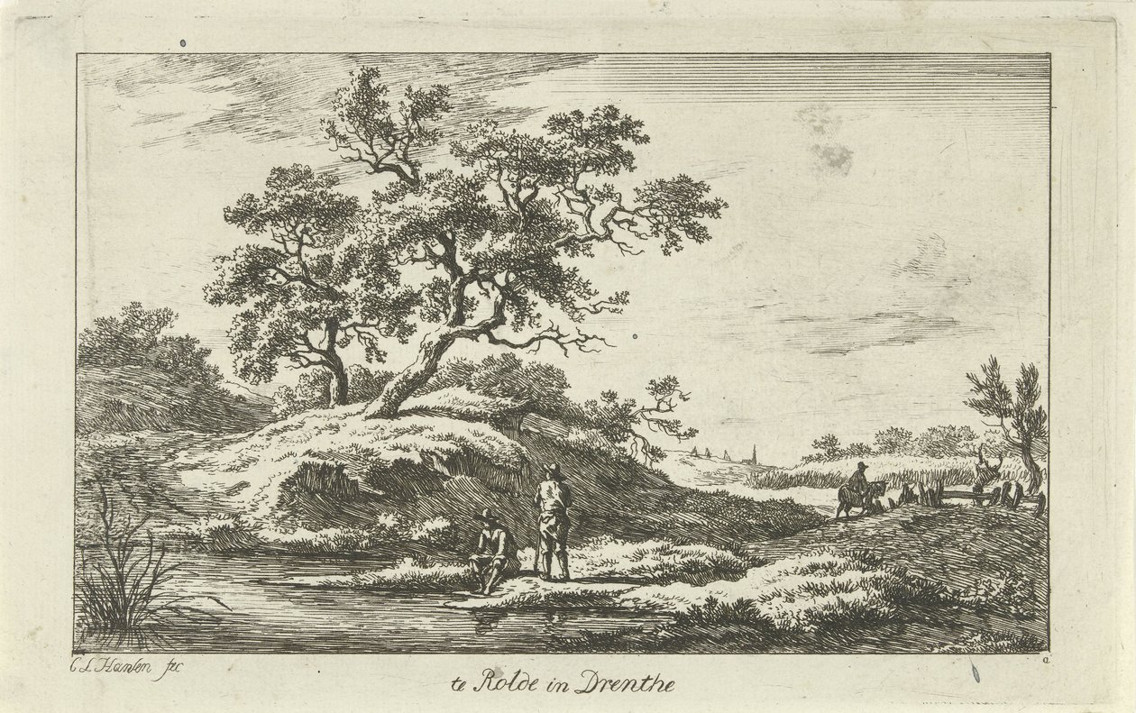 المسافرون على الواجهة البحرية تي رولد في درينثي (العنوان على الكائن) المناظر الطبيعية (a-f) (عنوان المسلسل) بواسطة كاريل لودويجك هانسن
