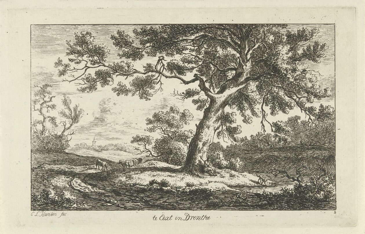 يستريح الراعي في Eext in Drenthe (العنوان على الكائن) المناظر الطبيعية (a-f) (عنوان المسلسل) بواسطة كاريل لودويجك هانسن