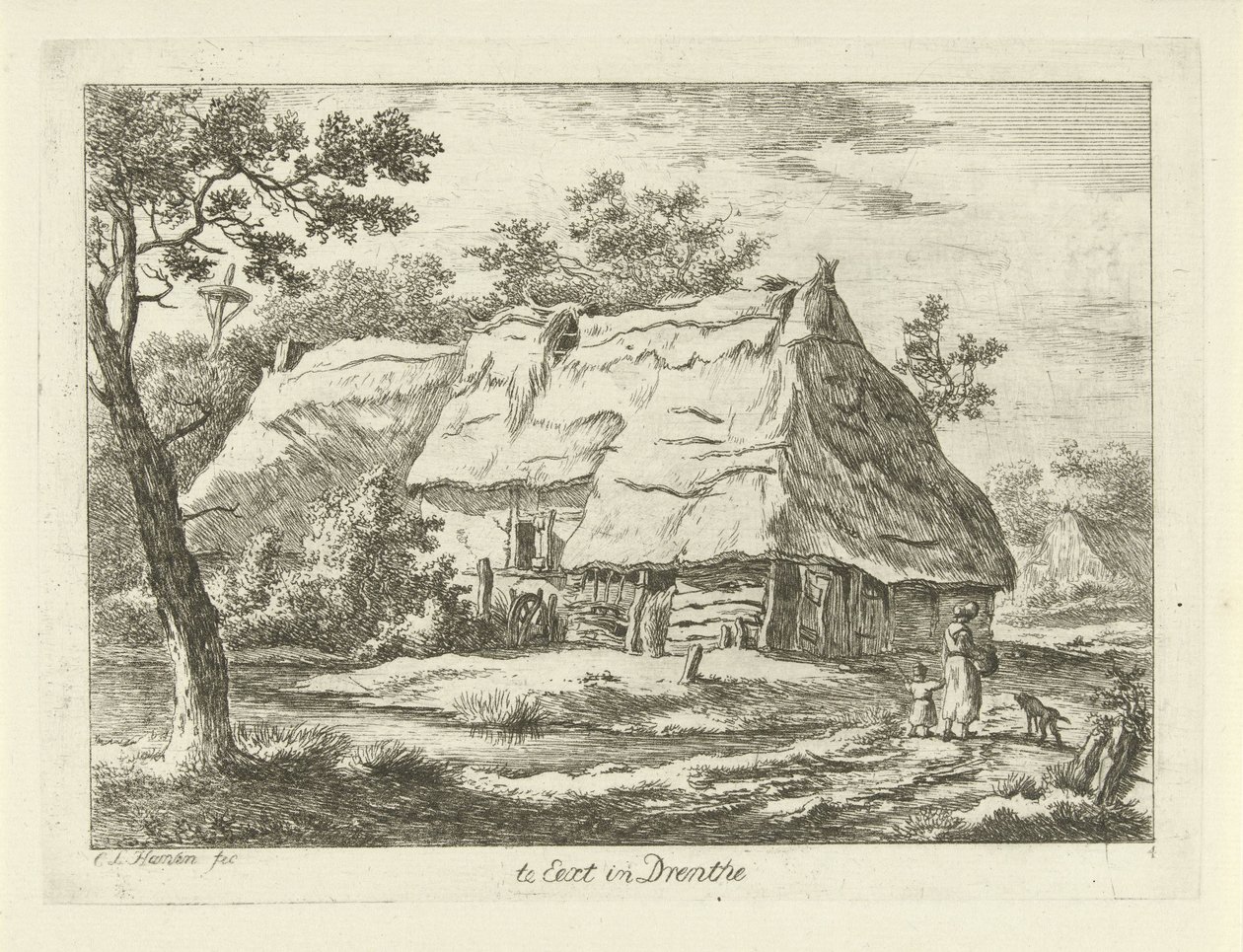 امرأة مع طفل في مزرعة في Eext in Drenthe (العنوان على الكائن) المناظر الطبيعية (1-6) (عنوان المسلسل) بواسطة كاريل لودويجك هانسن