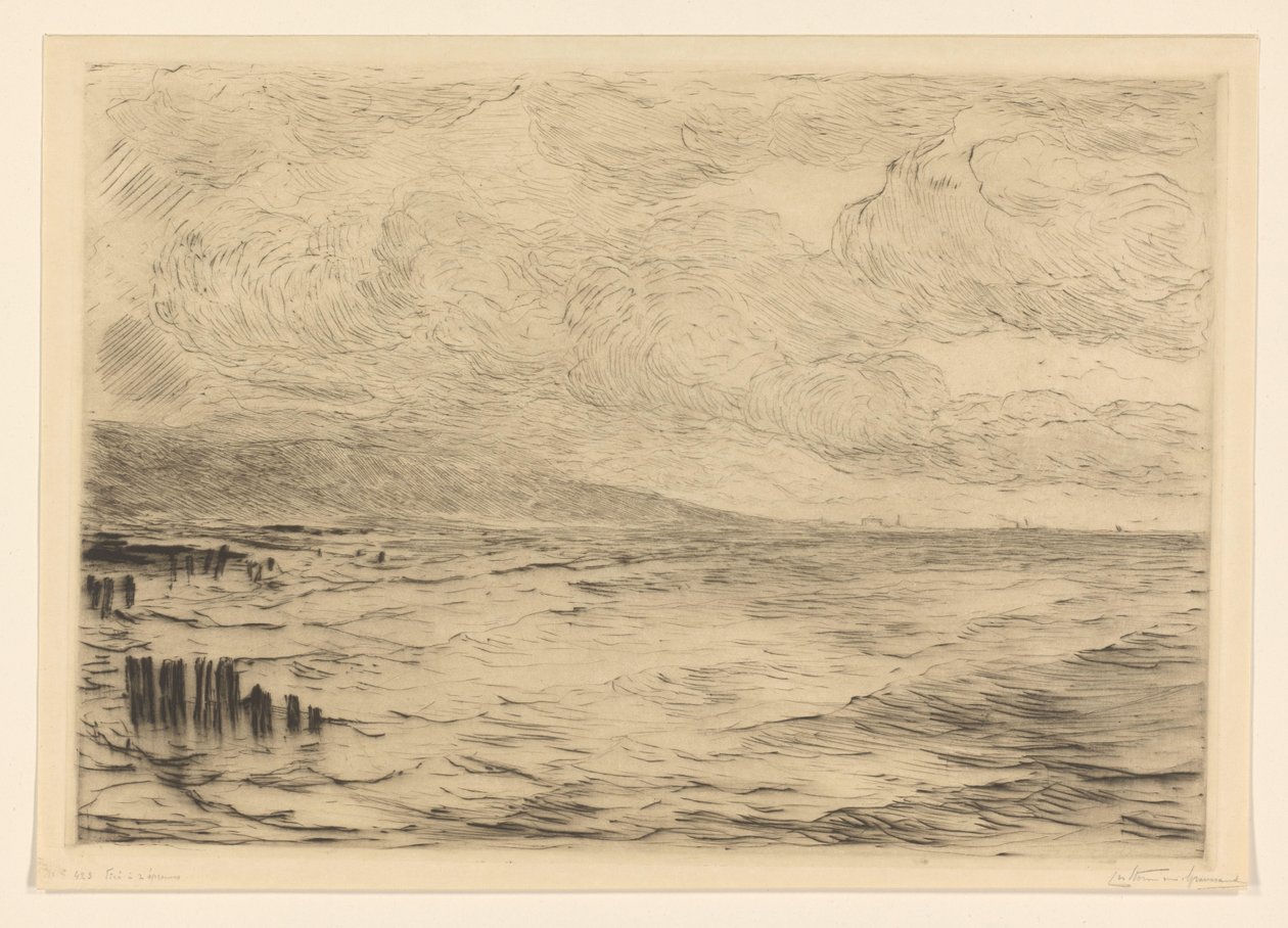 ساحل Walcheren (العنوان الأصلي) بواسطة كاريل نيكولاس ستورم فان غريفساندي (توقيع الفنان)