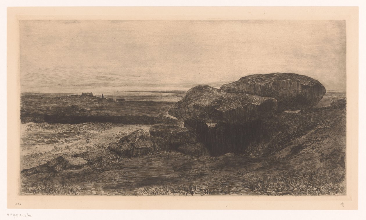 Dolmen of Rondossec على الساحل بالقرب من Plouharnel بواسطة كاريل نيكولاس ستورم فان غريفساندي (توقيع الفنان)
