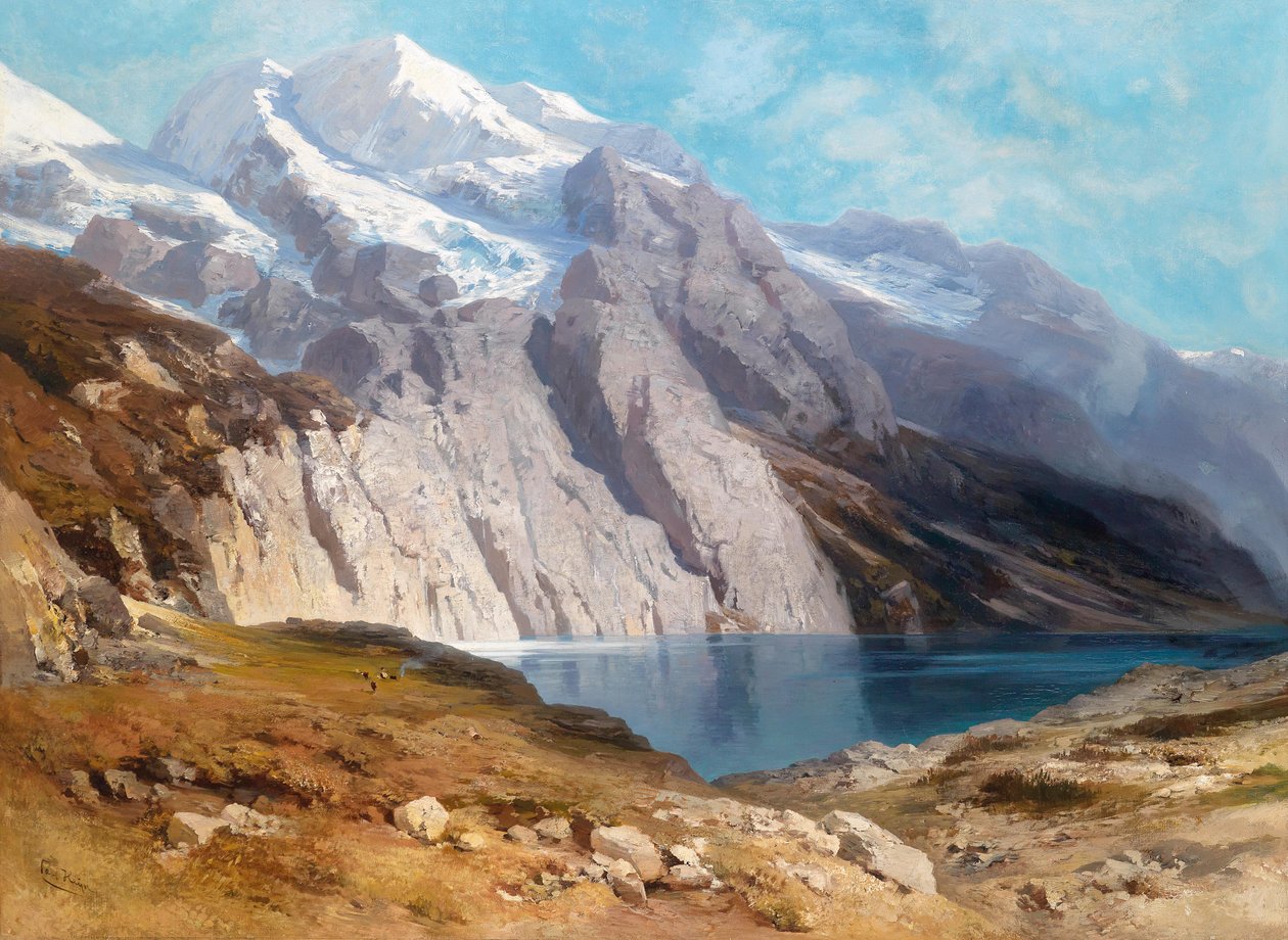 منظر لـ Doldenhorn مع Oeschinensee وفقًا للاسم القديم على الظهر بواسطة كارل هاين