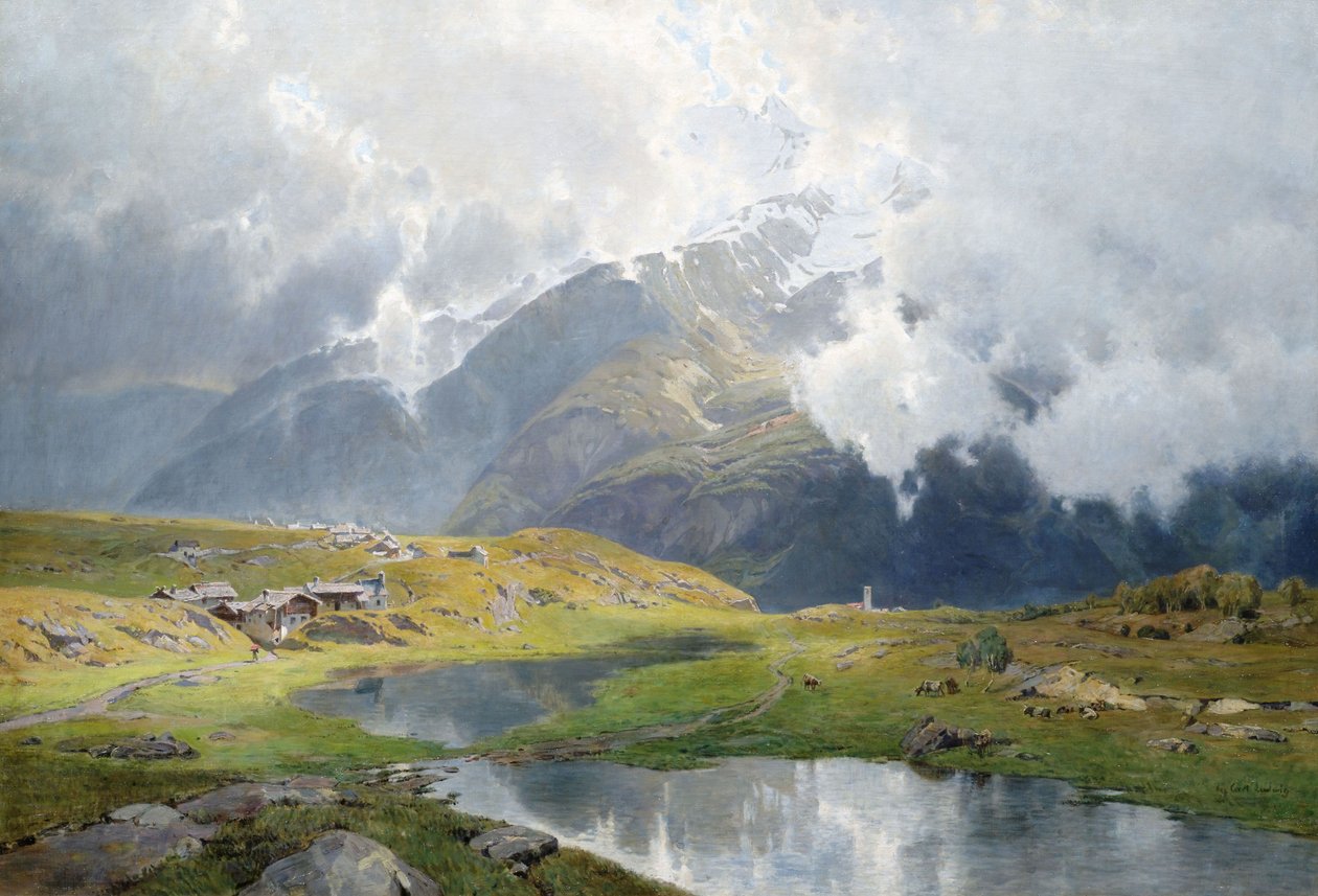 غائم المناظر الطبيعية الجبلية العالية بواسطة Carl Julius E. Ludwig