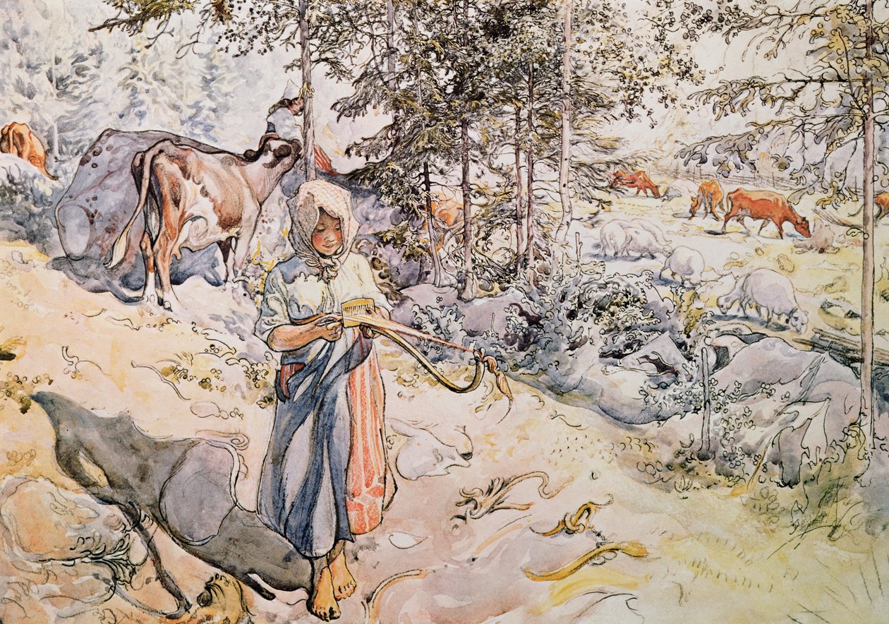 نسج فتاة صغيرة ، 1905 بواسطة كارل لارسون
