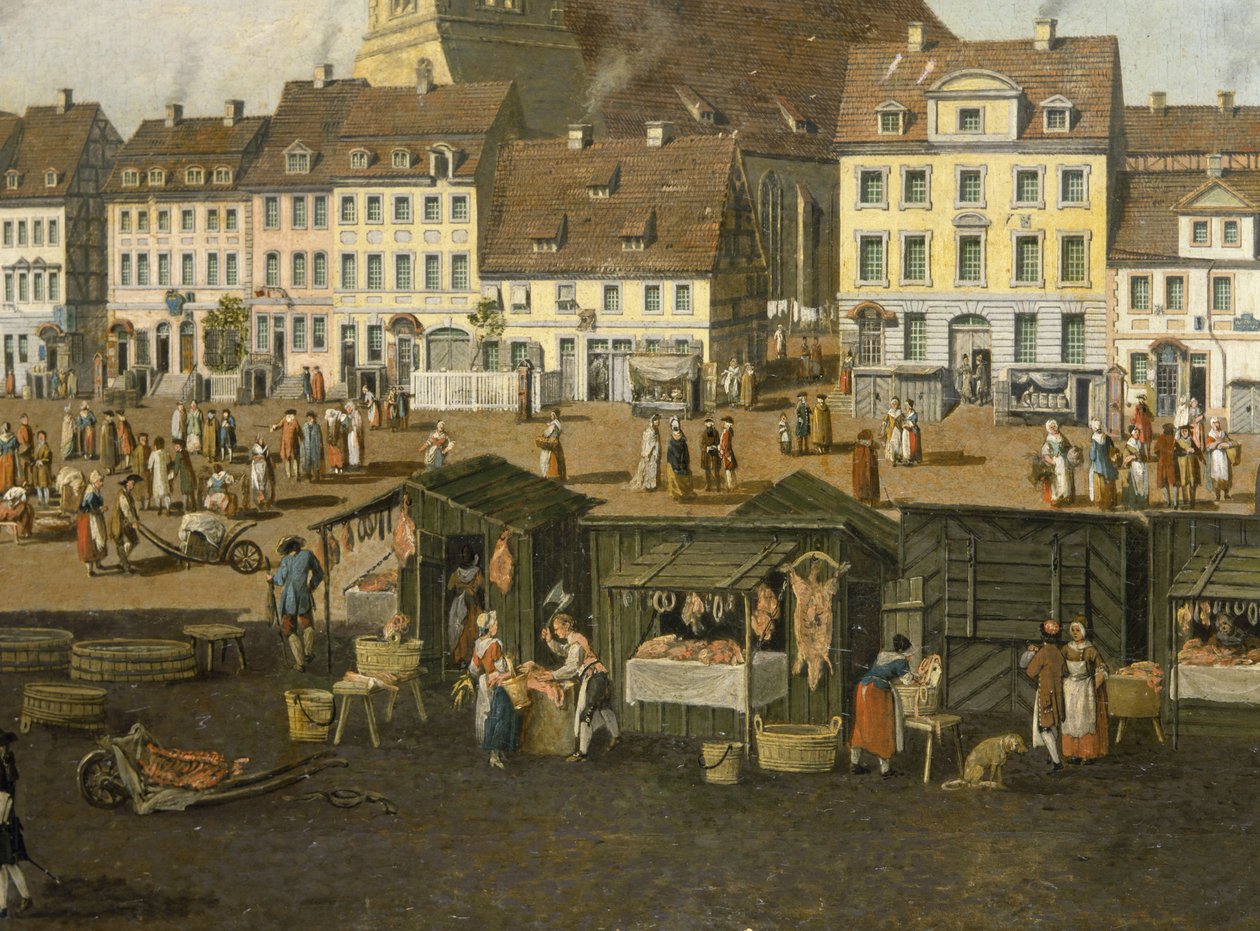 السوق الجديد في برلين مع Marienkirche c.1770 بواسطة Carl Traugott Fechhelm