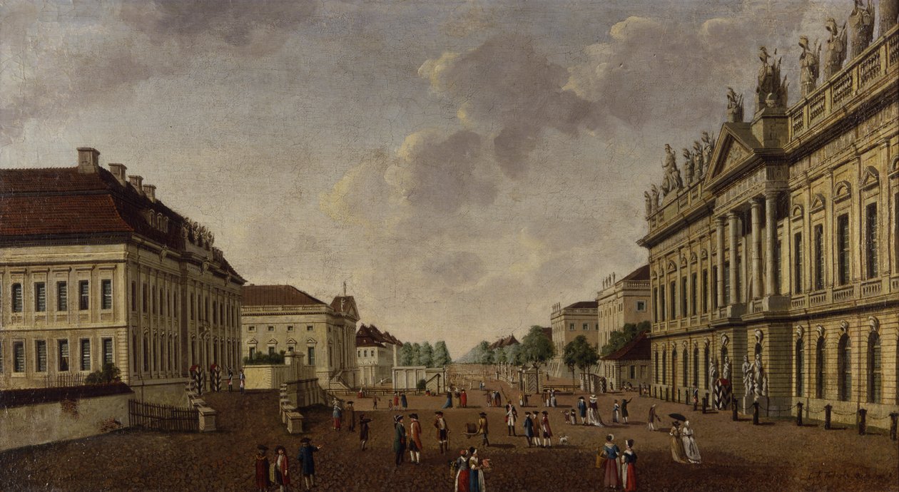 منظر لمستودع الأسلحة وشارع Unter den Linden ، 1786 بواسطة Carl Traugott Fechhelm